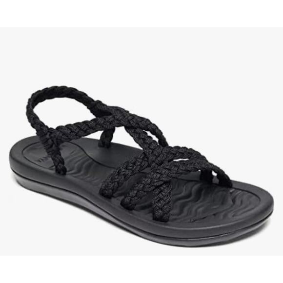 Brand New Megnya Womens Size 41 US 11 Black Arch Support Strappy Comfort Sandals - Picture 1 of 7